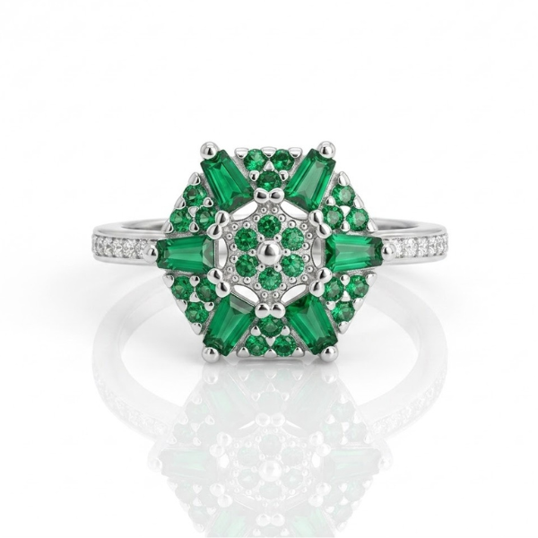 Emerald  Starburst Fan Ring